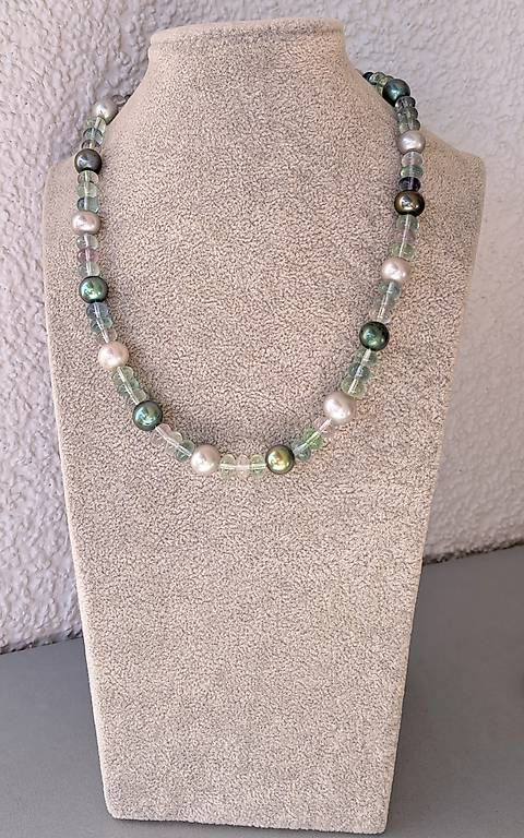 Catenine: Collier mit Perlen und Fluorit Silber – Usato da Stans venduto da wer_fd5f 4