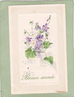 Kitsch Blumen Bonne Année Reliefkarte 1908