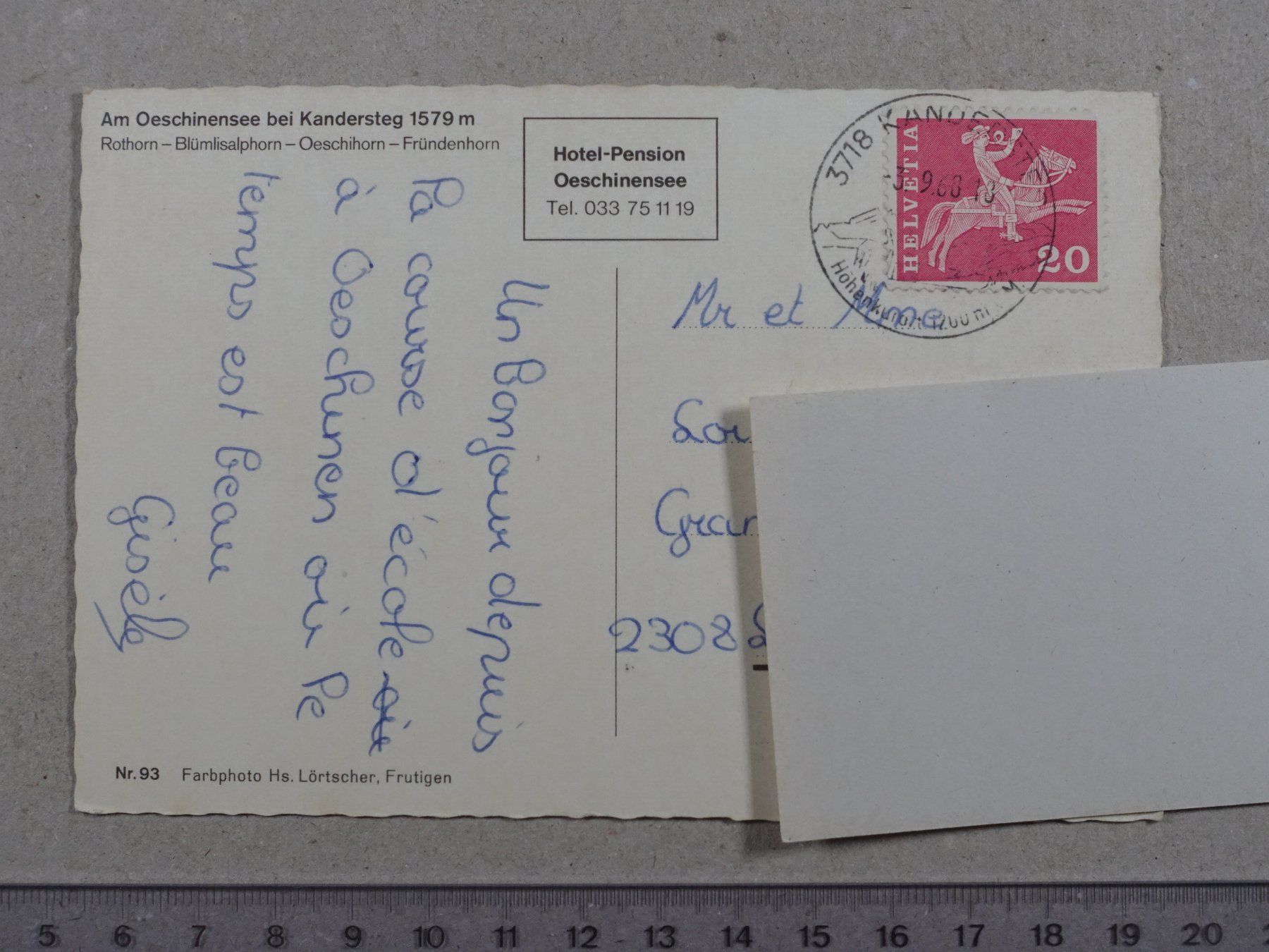 Cartoline postali: Oeschinensee, Kandersteg, 1968 – Usato da Lenzburg venduto da fh1 1
