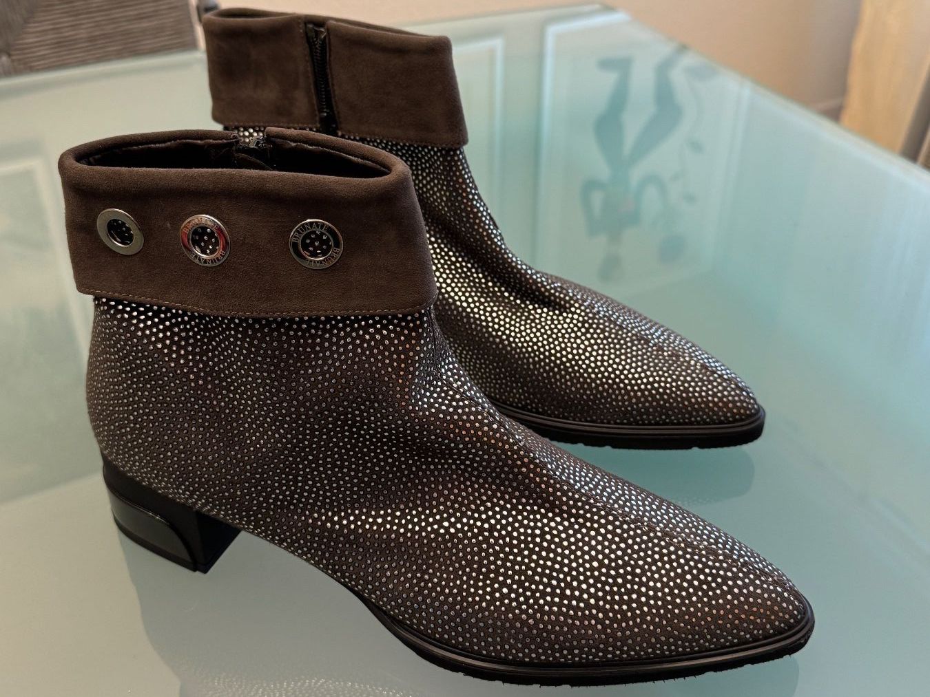 Brunate Scarpe da donna: Damen Stiefeletten Leder mit Glitzer – Nuovo (secondo la descrizione) da Unterägeri venduto da Jr61