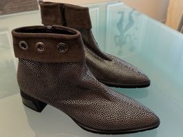 Damen Stiefeletten Leder mit Glitzer