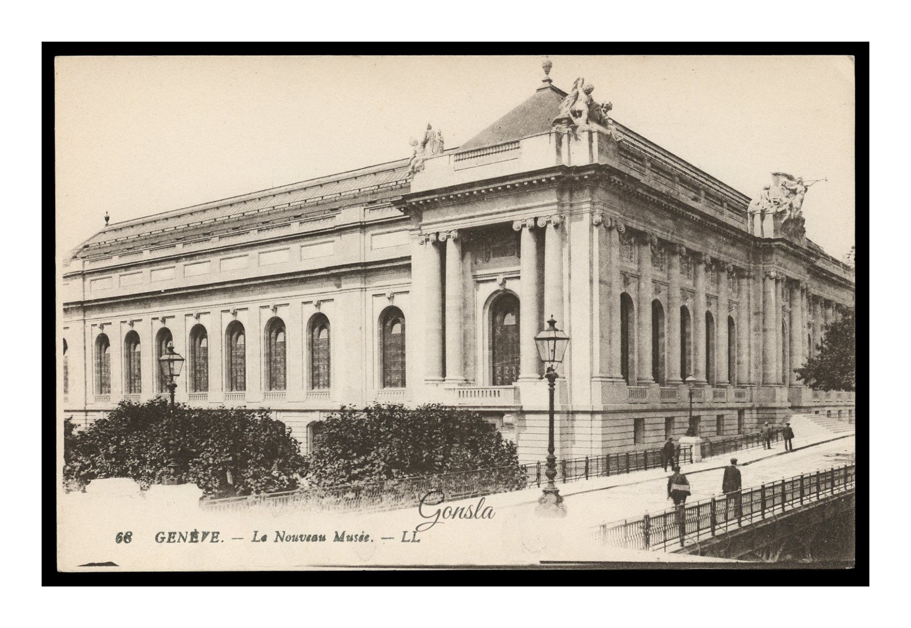 Cartoline postali: GENÈVE - 1910 "Le Nouveau Musée" – Usato da Onex venduto da gonsla01
