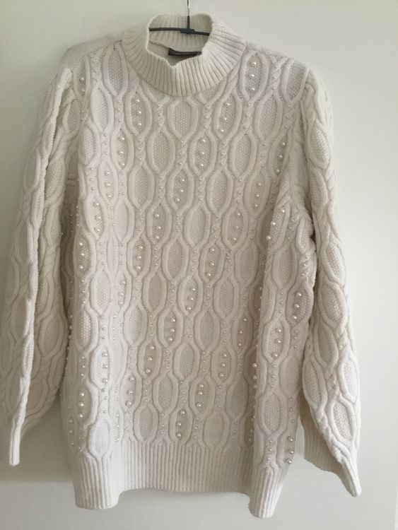 Schöner, toller Pullover mit vielen Perlen bestickt, Gr XL
