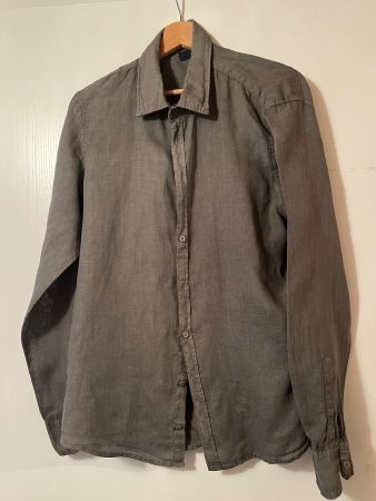 Herren Hemd 100 % Leinen Grösse M, oliv