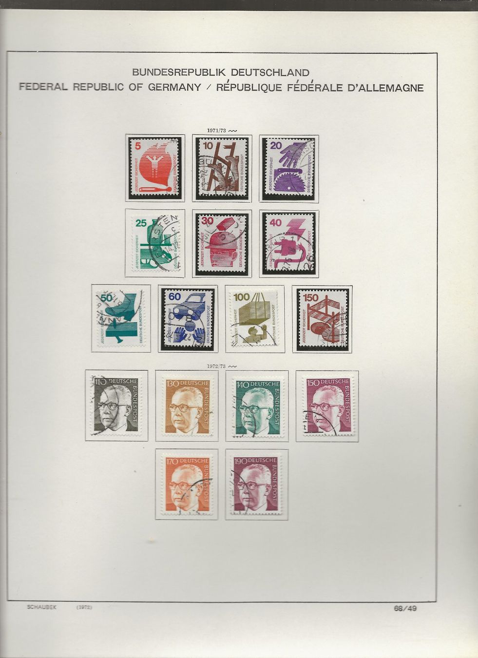Tutti i francobolli: Marken Deutschland BRD 1971 bis 1973 – Usato da Au ZH venduto da xelagreb01 4