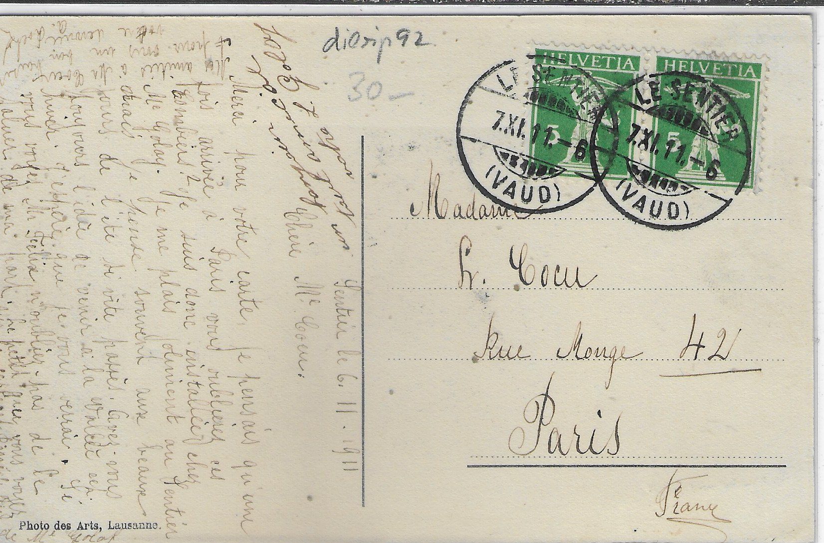Cartoline postali: Le Sentier - Place de la Poste – Usato da Ettingen venduto da Kartenplanet 1