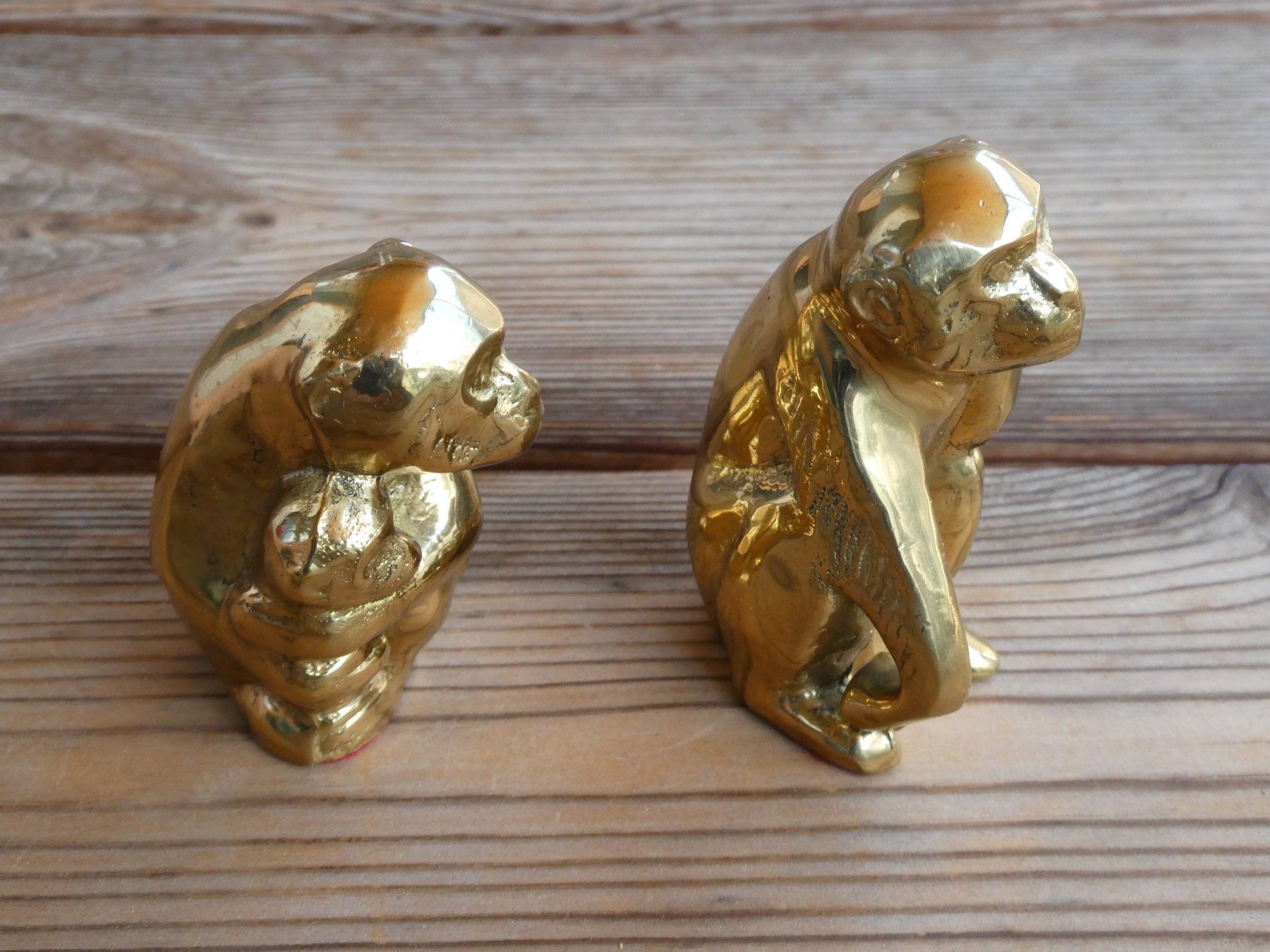 Figurines: 2 Affenfiguren, massiver Messingguss Glanzpoliert – D'occasion à Lüchingen par Eeizo 4