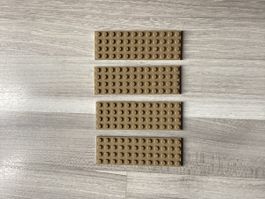 4x Lego Grundplatten, Tan, 4 x 12  Noppen