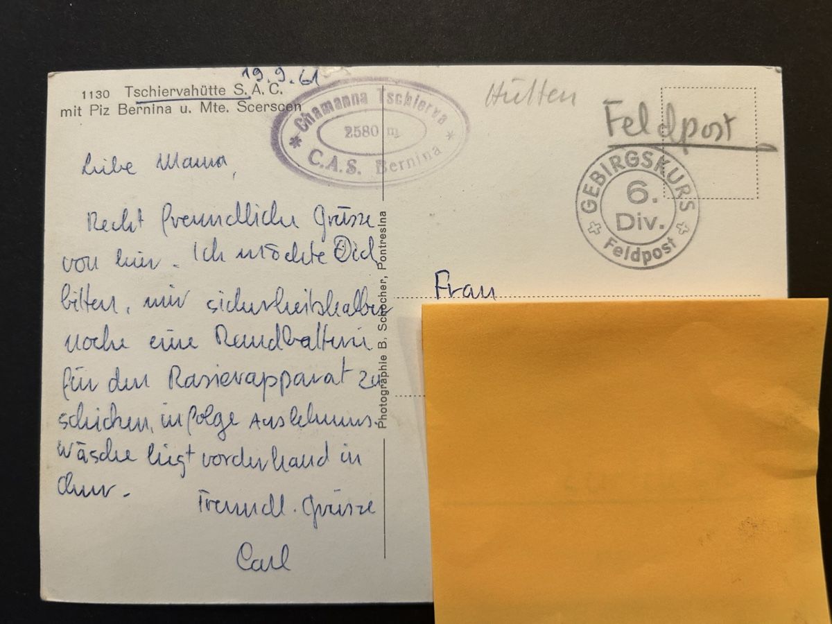 Cartes postales: Tschiervahütte Bernina Feldpost – D'occasion à Fanas par Alessio11 1