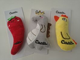 Lot de 3 jouets Caats pour chat : piment, dinosaure, poulet