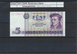 1975 DDR, "Banknote - 5 Mark.", bankfrisch