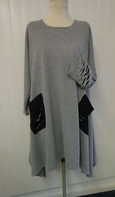 Kleider: Robe / Tunique jersey gris UNIQUE 48-52 – Neu und originalverpackt aus St-Imier von goodber
