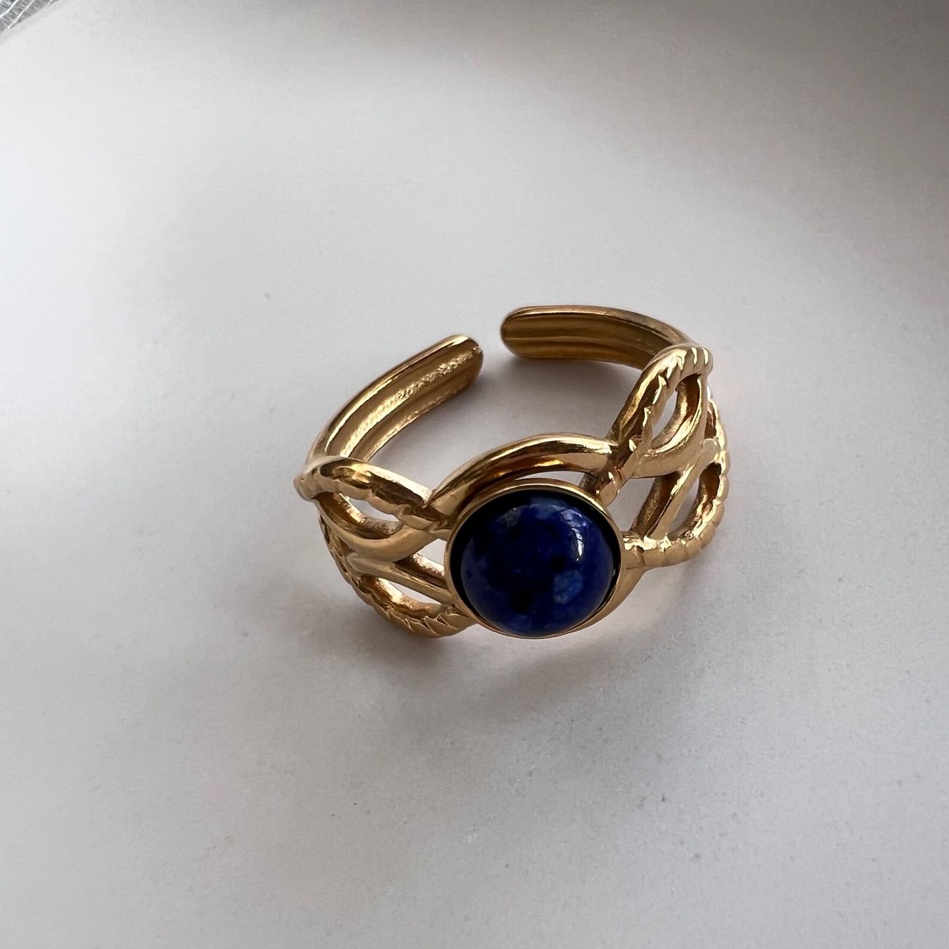 Ringe: Bague plaquée or avec lapis lazuli – Neu (gemäss Beschreibung) aus Pully von sunaddict 2