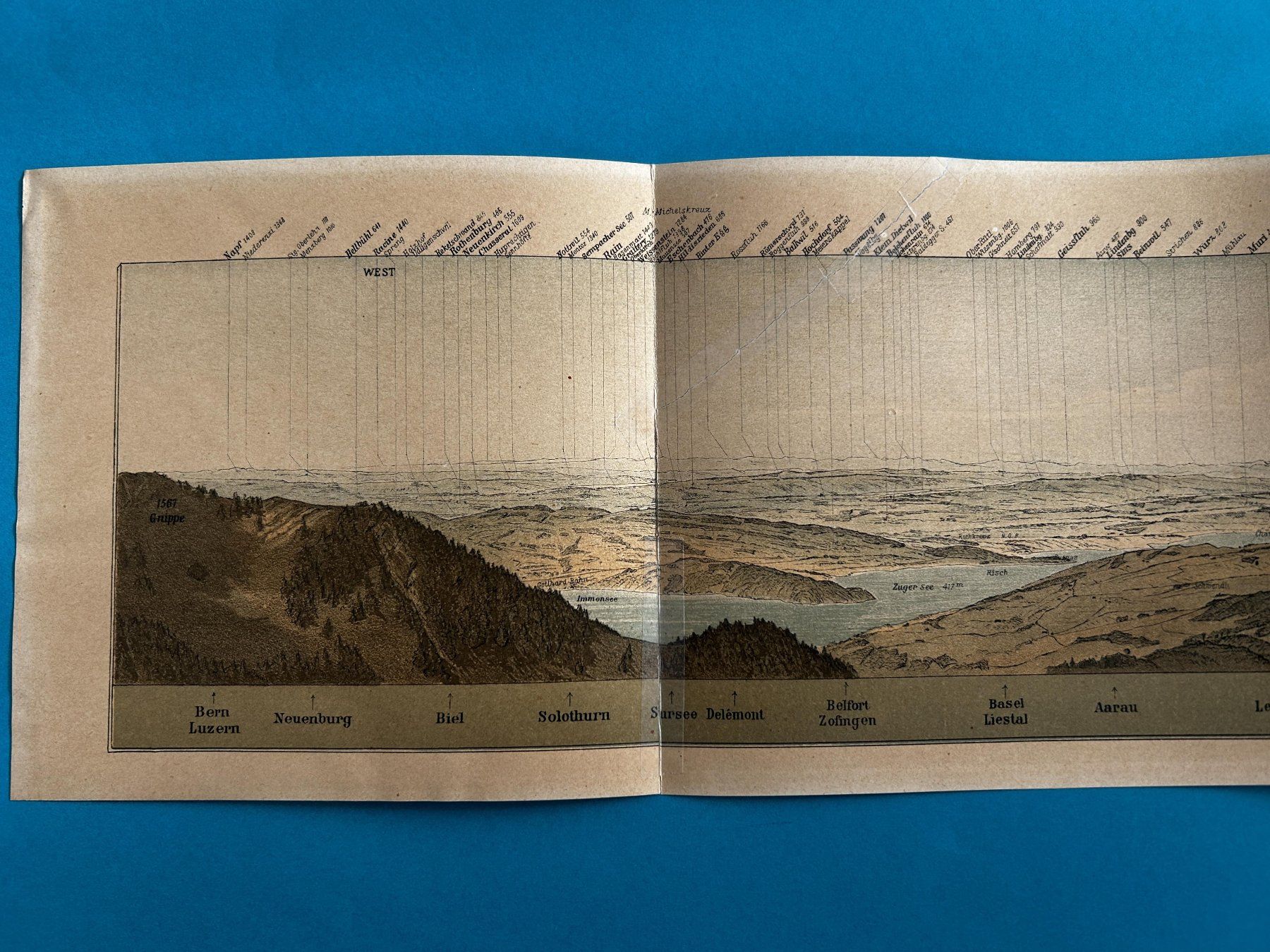 Cartine & Atlanti: PANORAMA VOM ROSSBERG (SAC 1887) – Usato da Zürich venduto da Domus09 1
