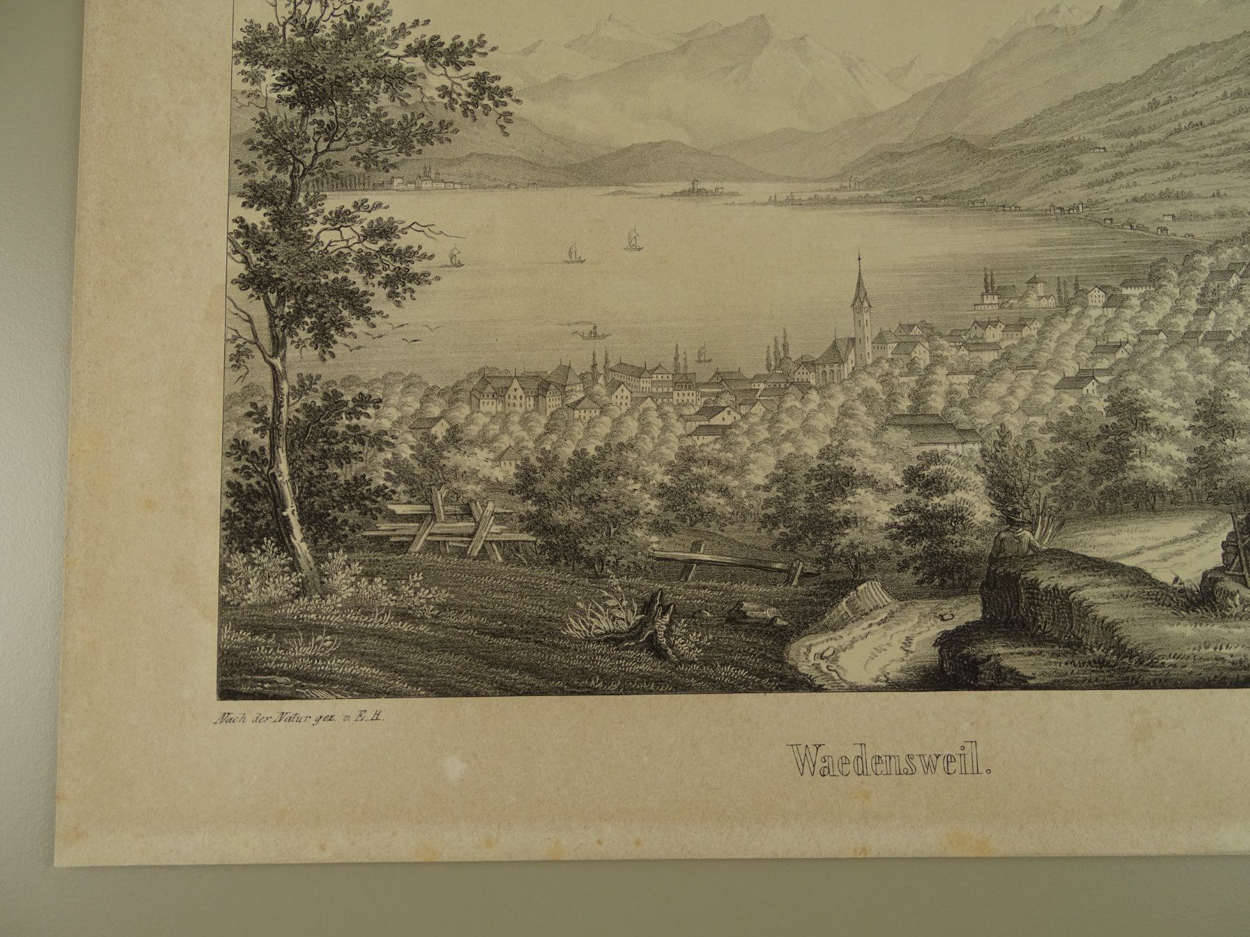 Incisioni: WÄDENSWIL, LITHOGRAPHIE UM 1850 – Usato da Grüningen venduto da Kartensammler 5