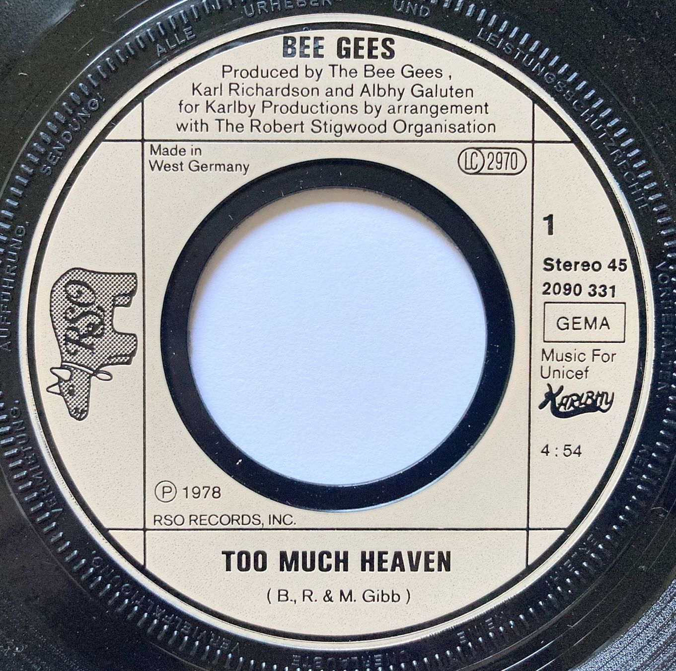 Schallplatten: BEE GEES - TOO MUCH HEAVEN – Gebraucht aus Bottens von hotter-than-hell 2