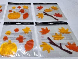 4 Bögen Gel-Fenstersticker Motiv Herbst