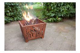 Feuerkorb Metall Cortenstahl Design Baum Muster neu