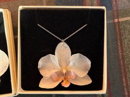 Real Flower Orchid Necklace - Swiss Design