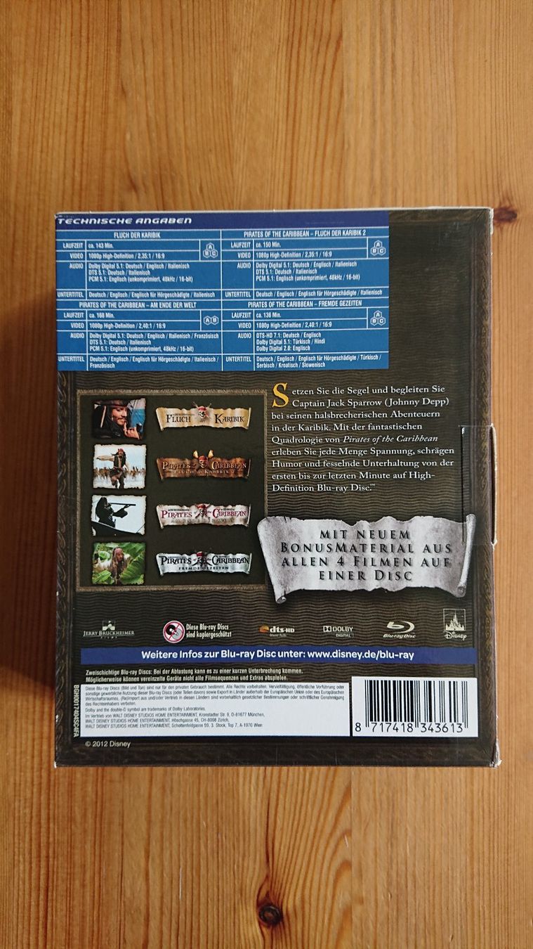 Tutti i DVDs: FLUCH DER KARIBIK 1 bis 4 auf Blu-Ray – Usato da Wilderswil venduto da Exebub 1