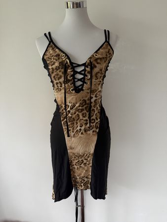 Sexy Leo Kleid mit Schnürung & Corsage-Optik - Gr. S/M 🐆
