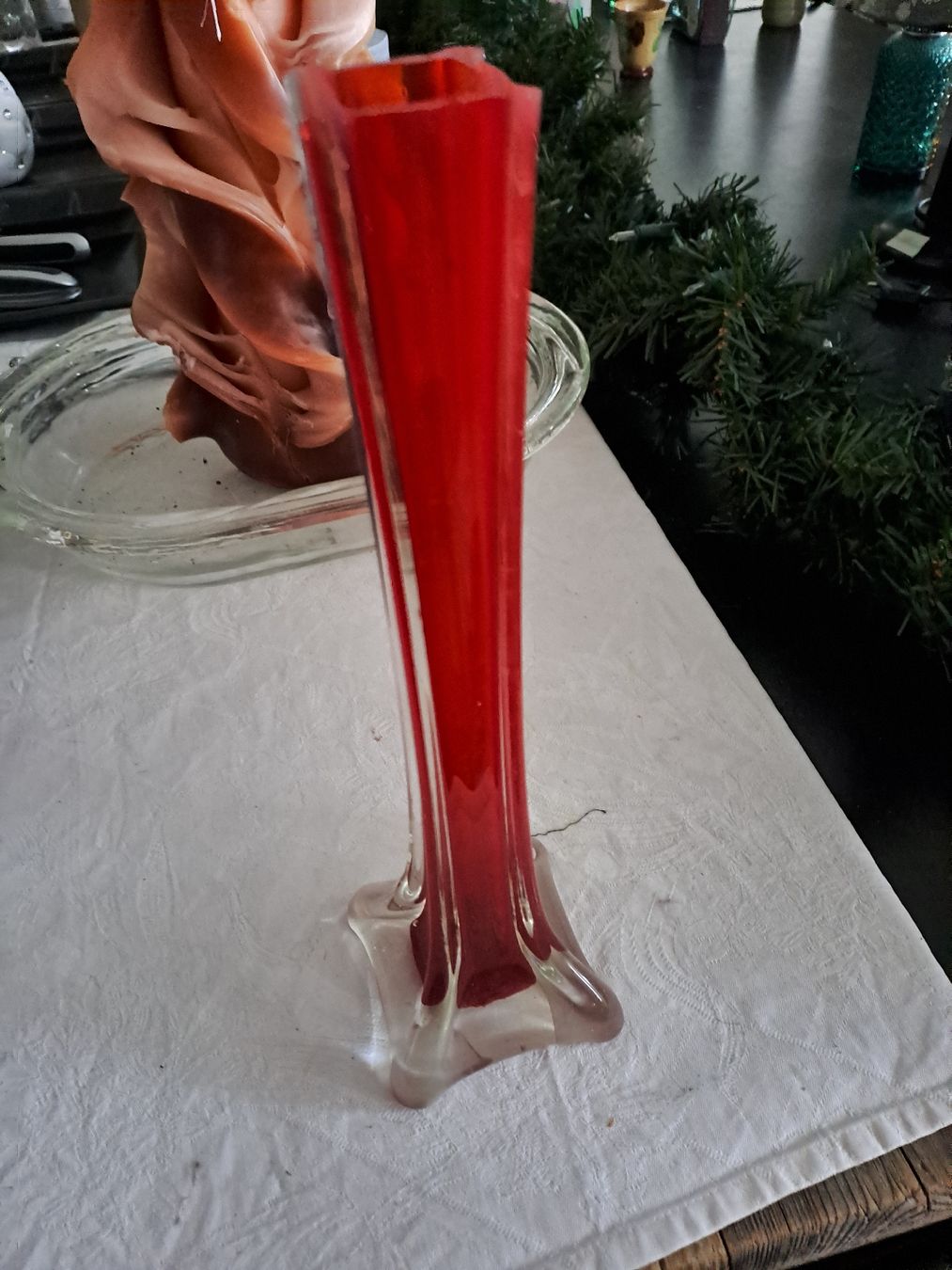 Vasi & Recipienti: Vase rot Glas Glasvase schmal – Usato da Zürich venduto da Schoebi19 1