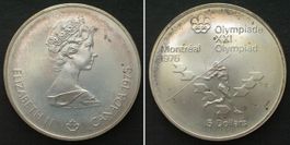 KANADA 5 Dollars 1975, OLYMPIA MONTREAL, Silber unz