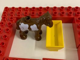 Duplo Bauernhof Set mit Pferd & Trog  Zaun aus roten Steinen