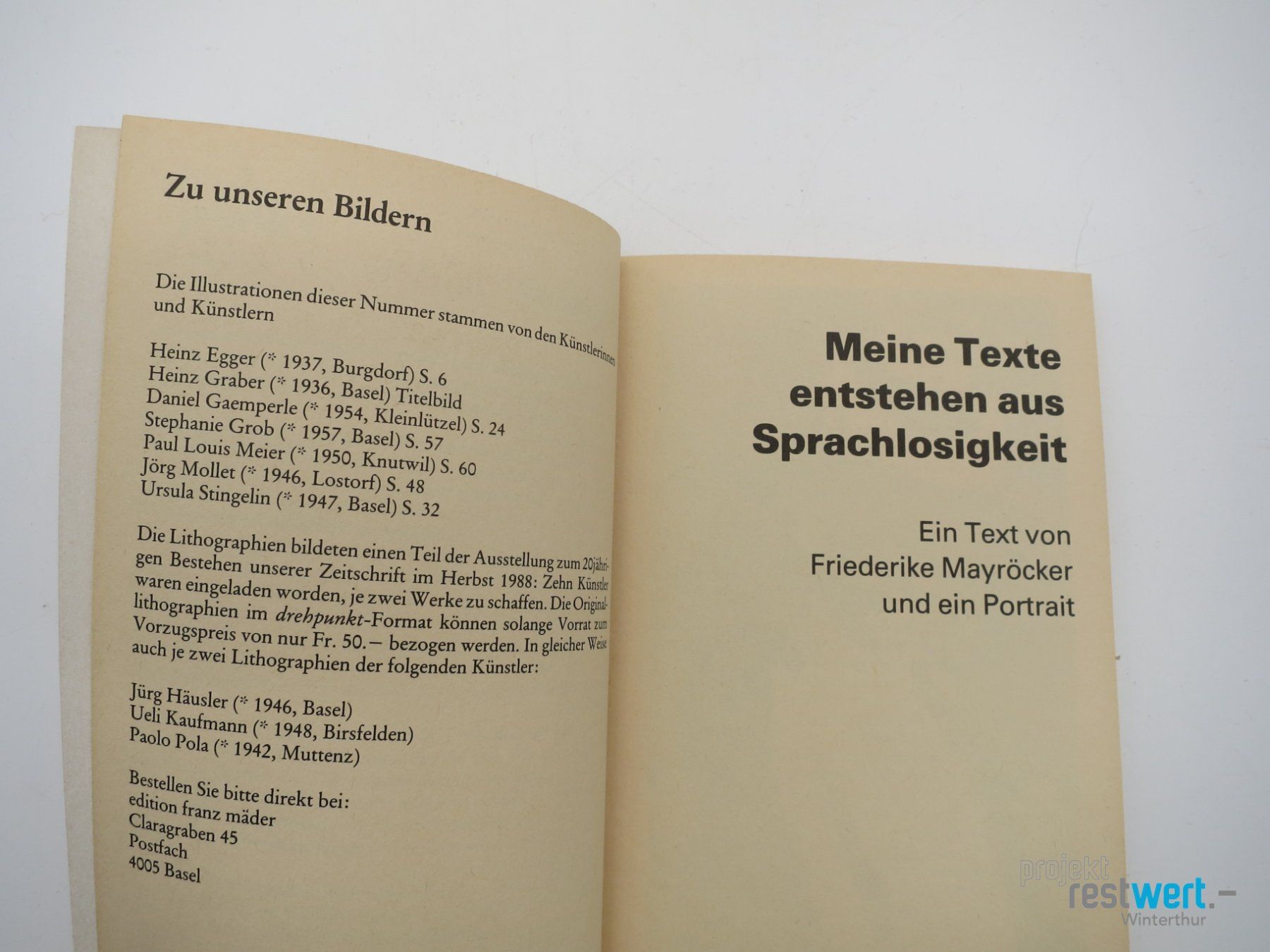 Libri: RUDOLF BUSSMANN, MARTIN ZINGG, drehpunkt 73 – Usato da Winterthur venduto da Restwert_Winterthur 2