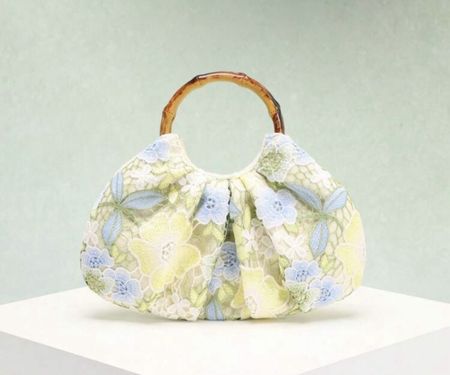 Sac à main floral dentelle bambou neuf petite taille