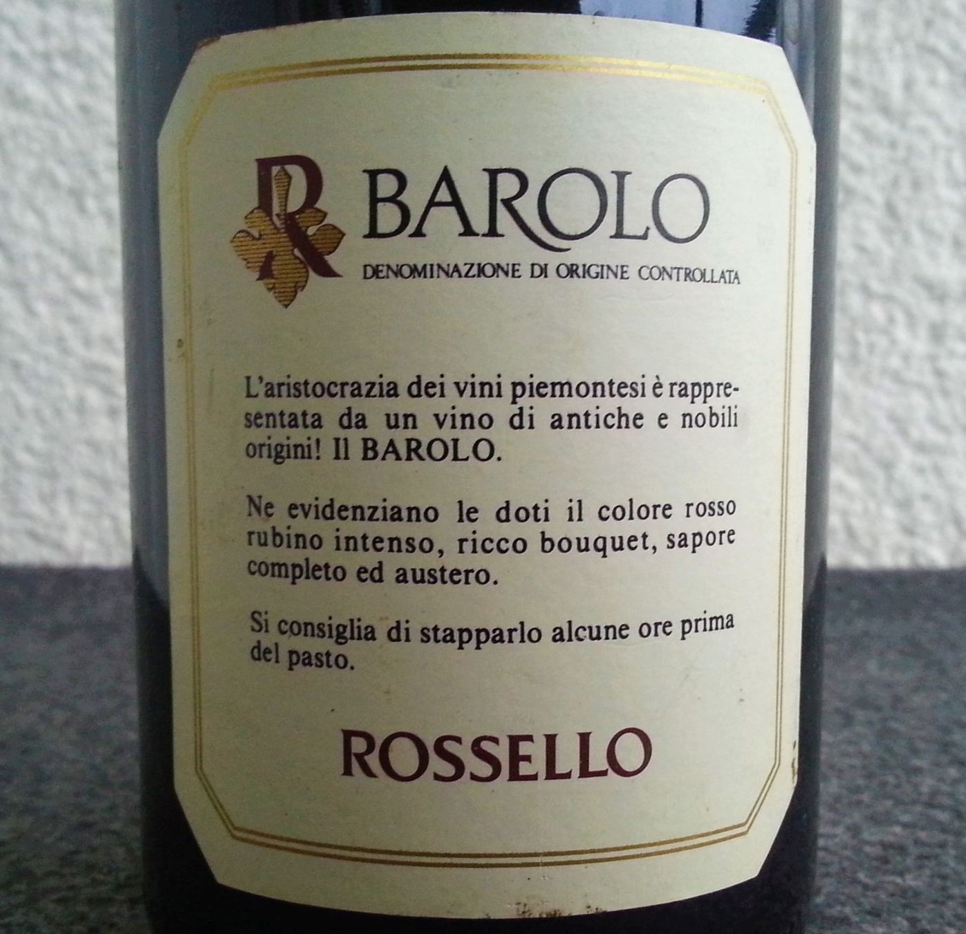 Wein: Wein 1978 Barolo Riserva Speziale, ROSSELLO – Gebraucht aus Oberriet SG von Manick 4