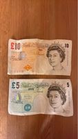 Banknoten Bank of England 10 und 5 Pfund akzeptabel