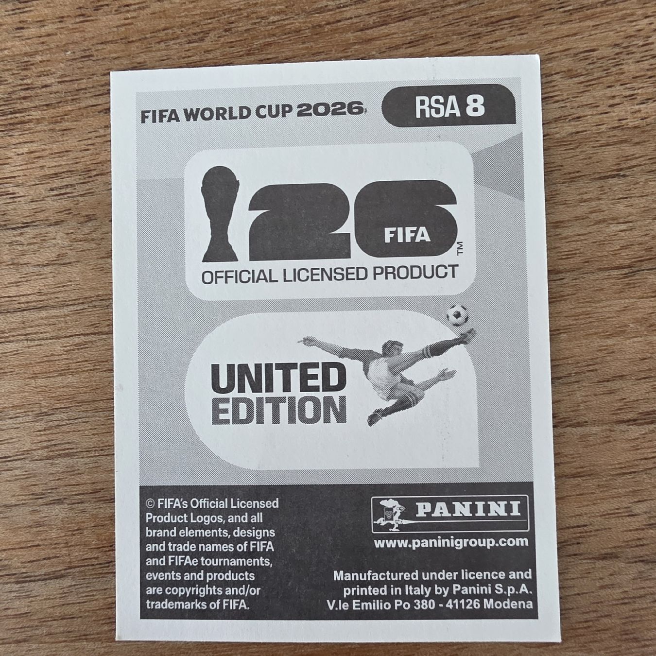 Panini Carte collezionabili: Pannnn Siyabonga Ngezana RSA8 – Nuovo e nell'imballaggio originale da Buchs AG venduto da LogoParts 1