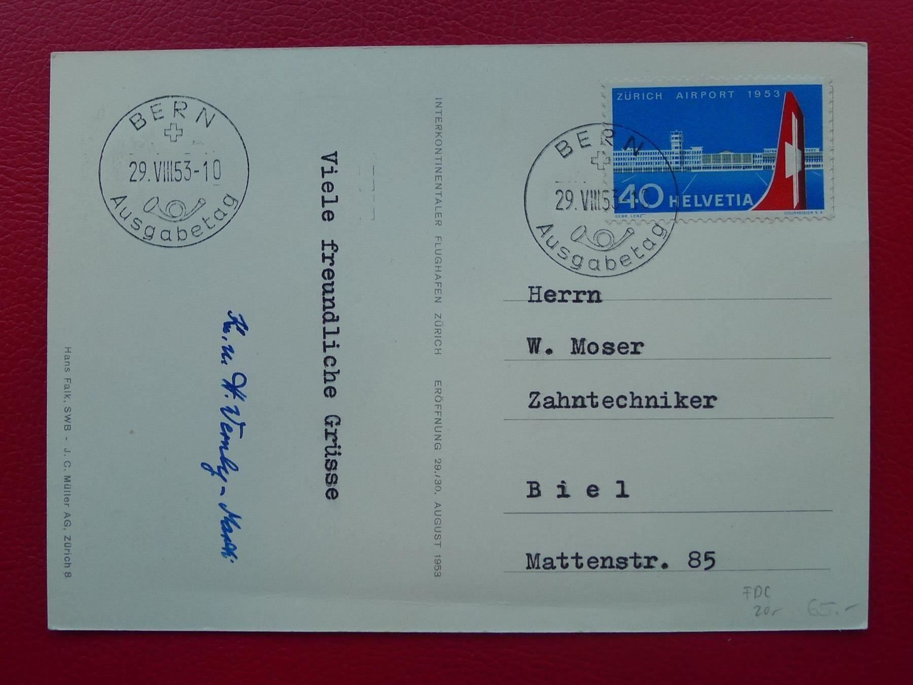 Tutti i francobolli: 1953, Nr.313 FDC auf passender Postkarte – Usato da Sursee venduto da Luzernerraute