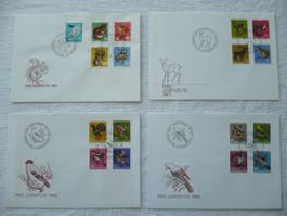 Pro Juventute 1966 - 1969 4 FDC SBK J215 - J231