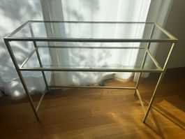 Modernes Glasregal mit Gold-Metallgestell – Neuwertig –