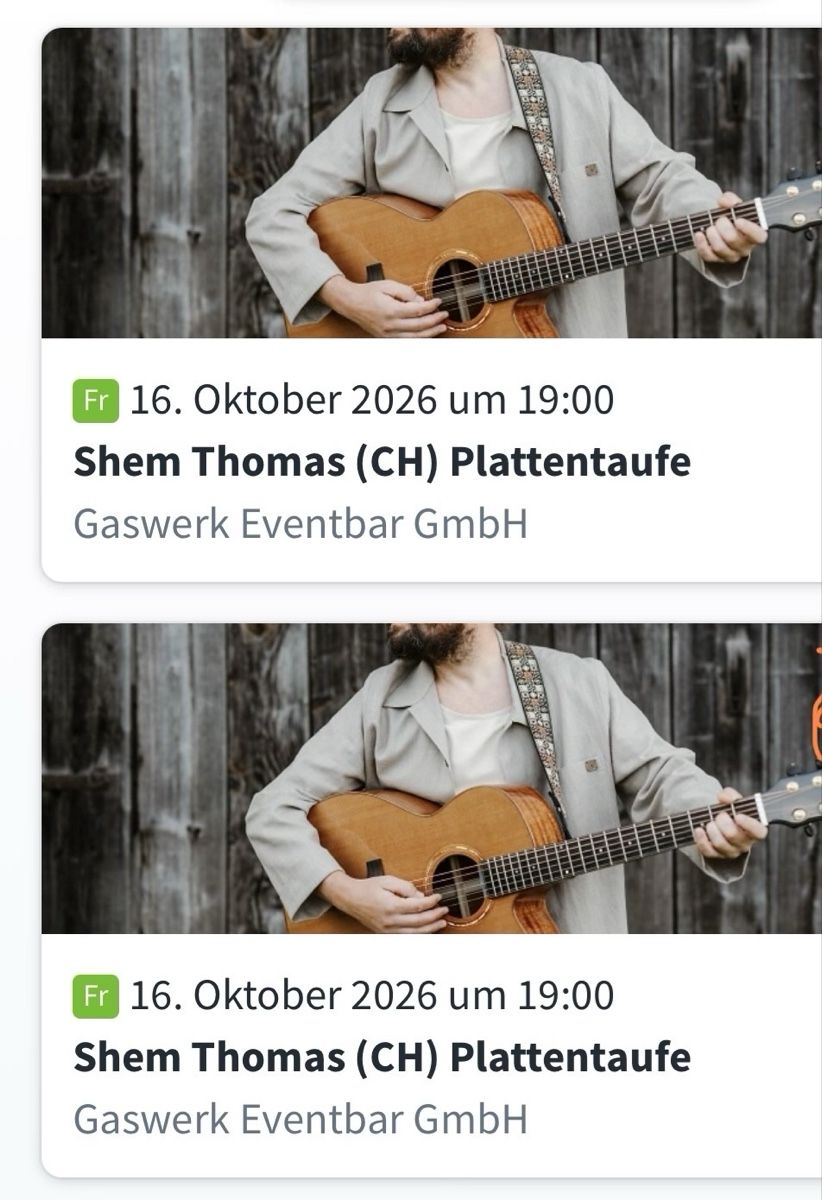 Biglietti: Shem Thomas Konzert Gaswerk – Nuovo e nell'imballaggio originale da Schwyz venduto da saraver