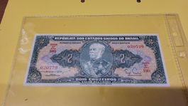 Seltene 2 Cruzeiros Banknote Brasilien 1964 guter Zustand