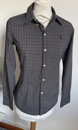 RALPH LAUREN Damen Langarm Bluse Hemd 10 38 M schwarz Karo
