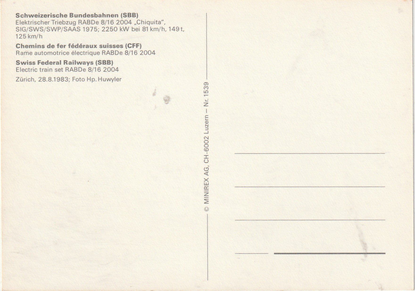 Cartoline postali: SBB  um 1983 – Usato da Lumbrein venduto da made02 1