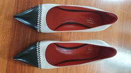 Santoni Pumps Gr. 38 - Leder schwarz/weiss, Highheels, Leder