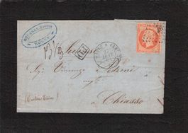 Faltbrief Frankreich - Chiasso ( Schweiz ) 27.l.1864