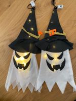 2 Halloweengeister zum Aufhängen (mit Lichteffekt)