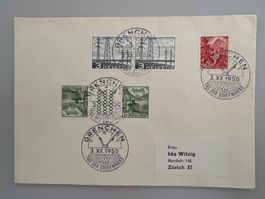 1950 Tag der Breifmarken Brief Nr. 288+297 im Paar +S58