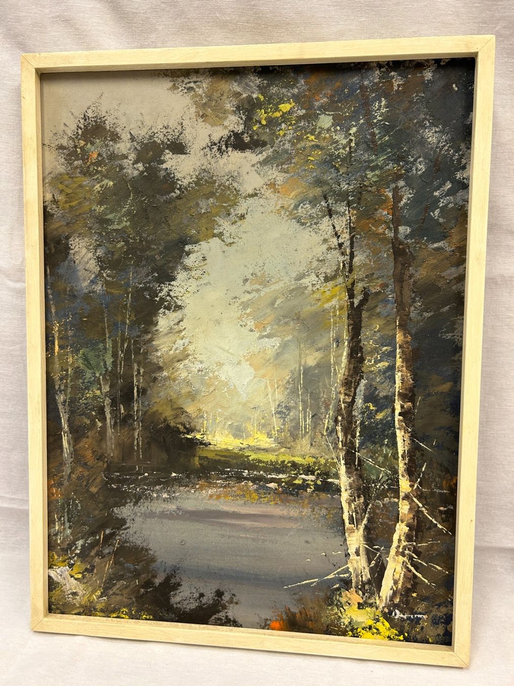 Gemälde: Wunderschönes Ölbild auf Leinwand, Waldsee Landschaft – Gebraucht aus Steinhausen von Super05 9
