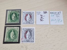 Stehende 98A, 2 St, gestempelt und ungebraucht, ab 1.-