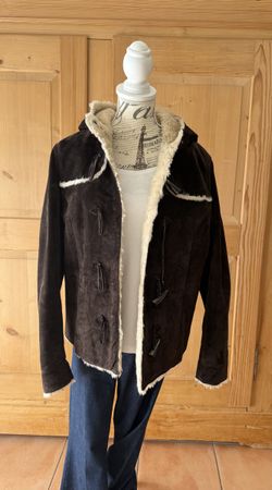Kuschelige Kapuzen Jacke Naturleder dunkelbraun Gr 38