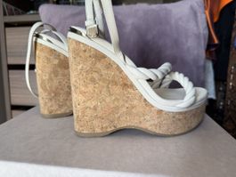 Chaussures compensées Jimmy Choo, cuir blanc, comme neuf!