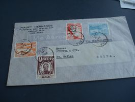 Flugbrief Peru-St Gallen, um 1963, bunt frankiert