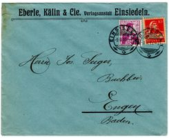 seltener Perfin E.K. auf Beleg v. EINSIEDELN nach ENGEN (DE)